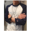Champion 美版七分袖-丈青（袖丈青底白）_4