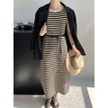WEN'S - 法式氣質無袖條紋洋裝連衣裙(不含皮帶)_2