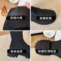 【免運】圓頭綁帶顯瘦瘦腿不過膝長筒靴 &hearts; 後拉鍊修飾腿型騎士靴 高跟粗跟不過膝長筒靴 加大尺碼秋冬經典高筒靴子防寒純色 (黑.灰) X RUNWAY FASHION ICON_10