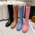 【免運】高筒馬卡龍色防水雨鞋 時尚防滑厚底(36-40號) &hearts; 素面簡約休閒平底鞋 (黑 . 棕. 藍 .粉) X RUNWAY FASHION ICON_3