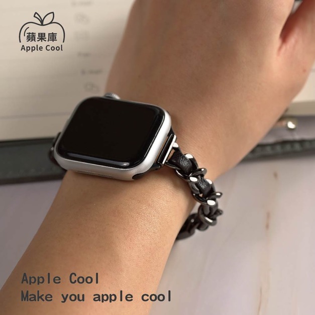 細版小香編織金屬拚皮革 Apple Watch 錶帶