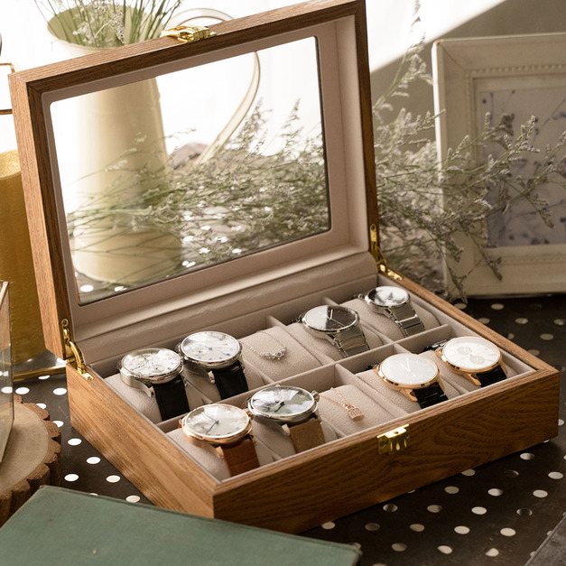 淺木紋手錶收藏盒(木盒14) 10入