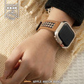 皮革餅乾色拼帆布千鳥紋 Apple watch錶帶_3