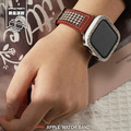 皮革餅乾色拼帆布千鳥紋 Apple watch錶帶_2
