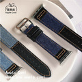 時尚牛仔布真皮 Apple Watch錶帶 Ultra S8 S7 S6 S5 SE SE2_8