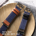 時尚牛仔布真皮 Apple Watch錶帶 Ultra S8 S7 S6 S5 SE SE2_7