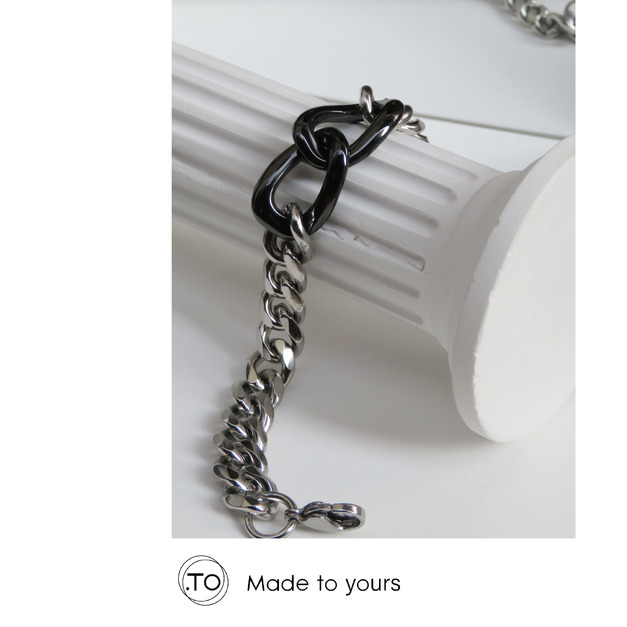 ｜雙環古巴鏈｜ 粗手鍊 鈦鋼手鏈 陶瓷 不過敏不掉色不生鏽 醫療鋼