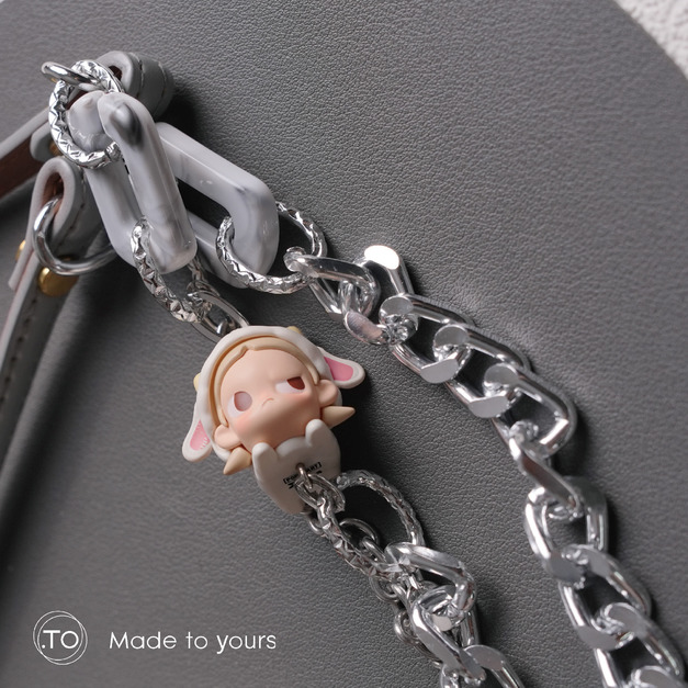 真皮手機掛繩｜趴趴小羊 ｜泡泡瑪特 正版萌粒 POP BEAN 手作手機鏈條掛繩背帶