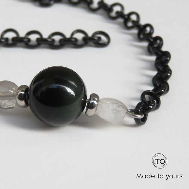 ｜衡影-黑碧璽 ｜原創手作 天然石  鈦鋼飾品 手鍊