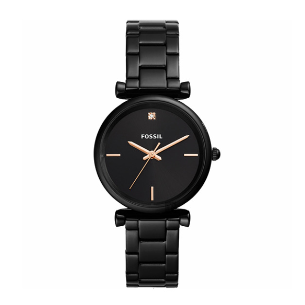 【Fossil】Carlie簡約優雅晶鑽時尚摩登腕錶-低調黑/ES4442/台灣總代理公司貨享兩年保固