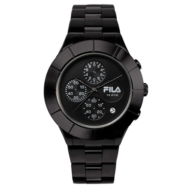 【FILA 斐樂】經典風格三眼鋼帶腕錶-霸氣黑/38-006-003/台灣總代理公司貨享半年保固