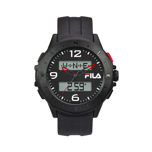 【FILA 斐樂】帥氣指針電子錶-霸氣黑/38-150-005/台灣總代理公司貨享半年保固