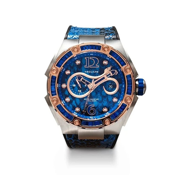【NSQUARE】SNAKE QUEEN系列施華晶鑽時尚機械橡膠腕錶-午夜藍/L0471-N11.4/台灣總代理公司貨享兩年保固