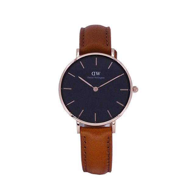 【Daniel Wellington】PETITE瑞典時尚品牌經典簡約真皮腕錶-咖啡棕x玫金-32mm/DW00100166/原廠公司貨一年保固