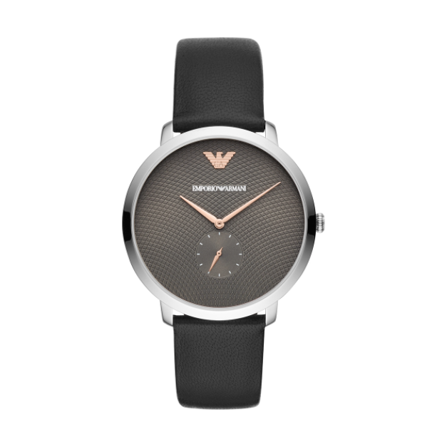 【Emporio Armani】義式格紋波狀簡約時尚腕錶-黑銀款/AR11162/台灣總代理公司貨享兩年保固