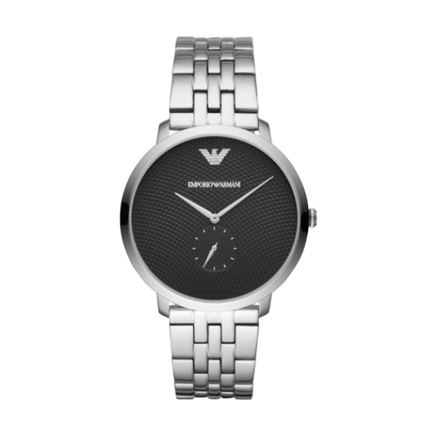 【Emporio Armani】義式格紋波狀簡約時尚腕錶-鋼帶銀/AR11161/台灣總代理公司貨享兩年保固