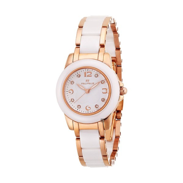【Folli Follie】Gala奢華晶鑽陶瓷時尚腕錶-玫金白/WF0R047BSS_XX/台灣總代理原廠公司貨兩年保固