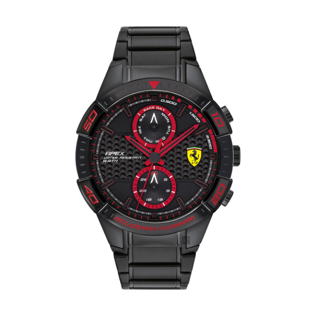 【Ferrari 法拉利】APEX碳纖維元素錶盤設計雙圈橡膠腕錶-熱血紅/FA0830635/台灣總代理公司貨享兩年保固