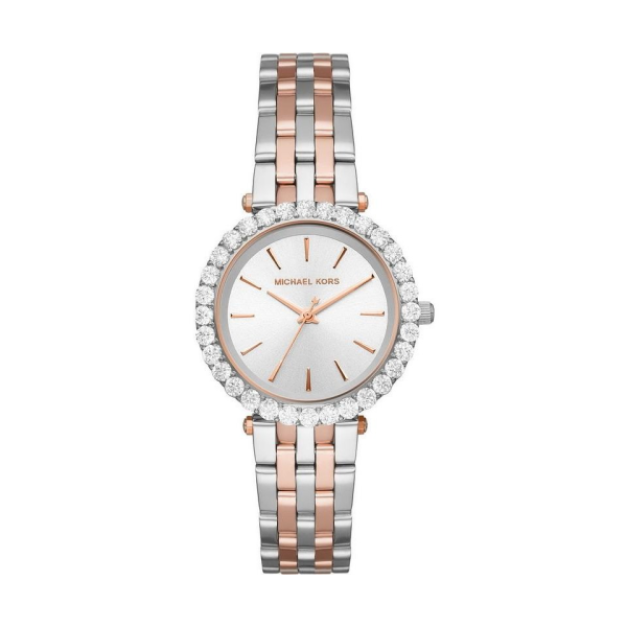 【Michael Kors】Darci時尚晶鑽璀璨雙色鋼帶女仕腕錶-玫金x銀/MK4515/台灣總代理公司貨享兩年保固