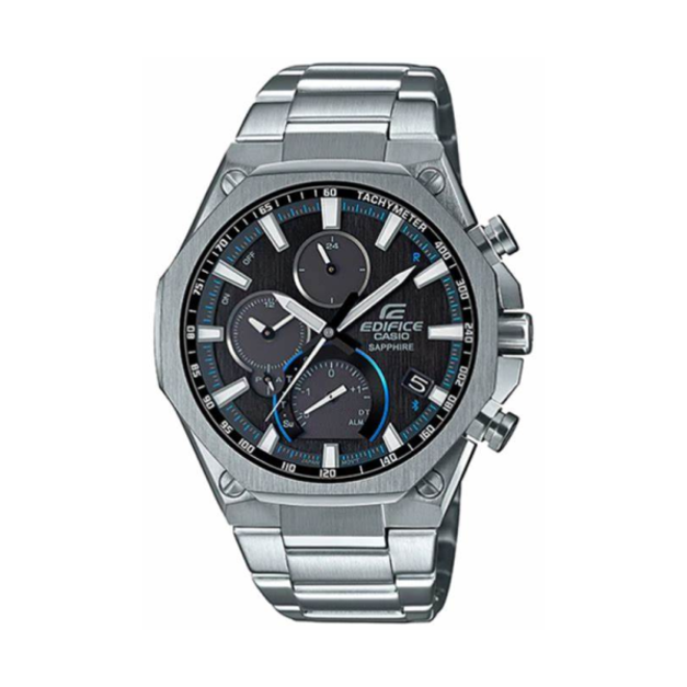 【CASIO EDIFICE】世界極速輕薄太陽能藍芽智能腕錶-點綴藍/EQB-1100D-1A/台灣總代理公司貨享一年保固