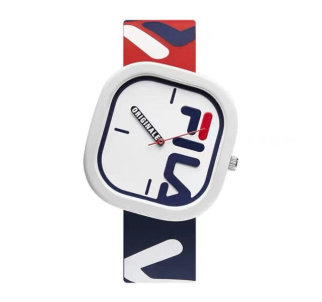 【FILA Watch】街頭時尚趣味方形撞色潮流運動腕錶-經典紅藍/38-6098-002/台灣總代理公司貨享兩年保固