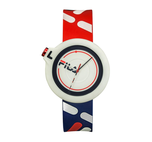 【FILA Watch】滑輪同心趣味簡約時尚矽膠腕錶-經典紅藍/38-6081-003/台灣總代理公司貨享半年保固