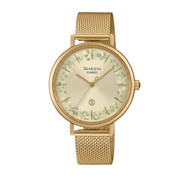【CASIO SHEEN】簡約浪漫花園風米蘭腕錶-高雅金/SHE-4539FGM-9A/台灣總代理公司貨享一年保固
