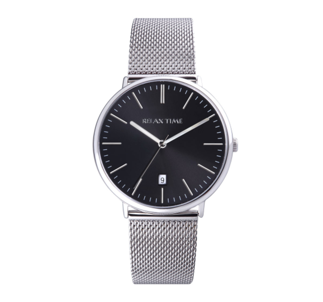 【Relax Time】北歐極簡約風日期腕錶套組-典雅銀/RT-97-3M/台灣總代理公司貨享一年保固
