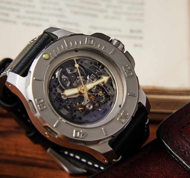 【FIBER】海洋潛將系列復古全鏤空機械潛水腕錶-銀框黑/FB8016-03/台灣總代理公司貨享一年保固