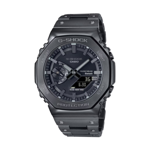【CASIO G-SHOCK】重金屬感太陽能藍牙雙顯八角運動腕錶-霸氣黑/GM-B2100BD-1A/台灣總代理公司貨享一年保固