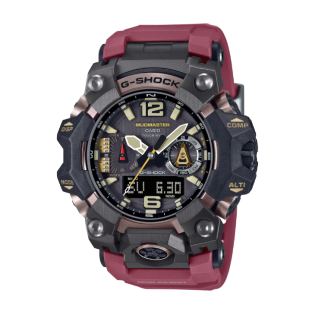 【CASIO G-SHOCK】MUDMASTER旗艦款雙顯運動腕錶-酒紅色/GWG-B1000-1A4/台灣總代理公司貨享一年保固