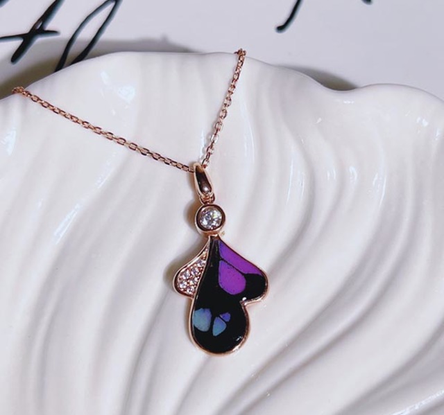 【Go Girl Only】真蝶高雅碎鑽玫瑰金項鍊-璀璨紫/BP-005-W-RGSL/台灣總代理公司貨