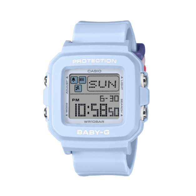 【CASIO BABY-G】+PLUS系列甜美系列方形電子腕錶-寶寶藍/BGD-10L-2/台灣總代理公司貨享一年保固