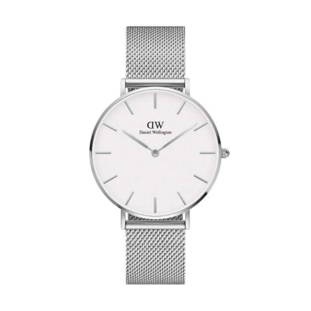 【Daniel Wellington】PETITE瑞典時尚品牌經典簡約米蘭腕錶-雪亮白x銀-36mm/DW00100306/原廠公司貨一年保固
