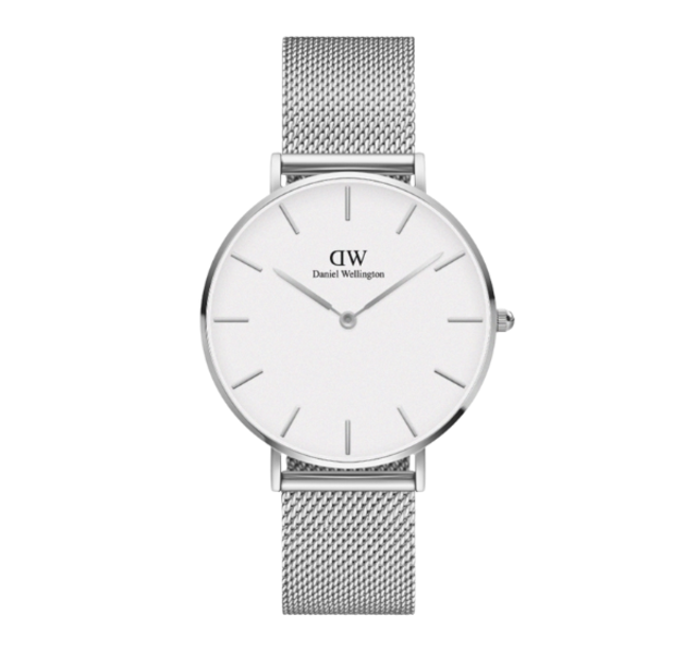 【Daniel Wellington】PETITE瑞典時尚品牌經典簡約米蘭腕錶-雪亮白x銀-36mm/DW00100306/原廠公司貨一年保固