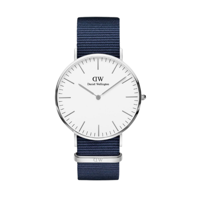【Daniel Wellington】CLASSIC瑞典時尚品牌經典簡約尼龍腕錶-藏藍x銀-40mm/DW00100276/原廠公司貨三個月保固