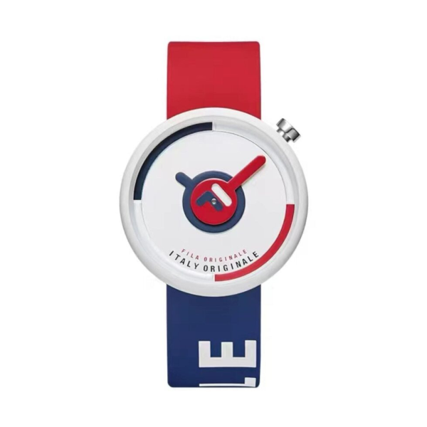 【FILA Watch】復古翻玩撞色拼接運動腕錶-魅力藍紅/38-6126-001/台灣總代理公司貨享一年保固