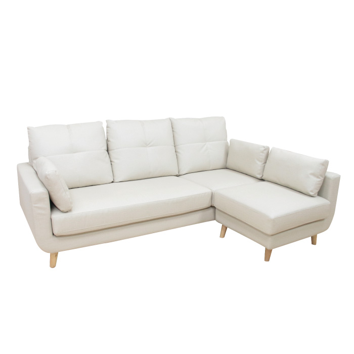 【AISHA】特價品  肯尼L型貓抓皮沙發 米白色    1606-1