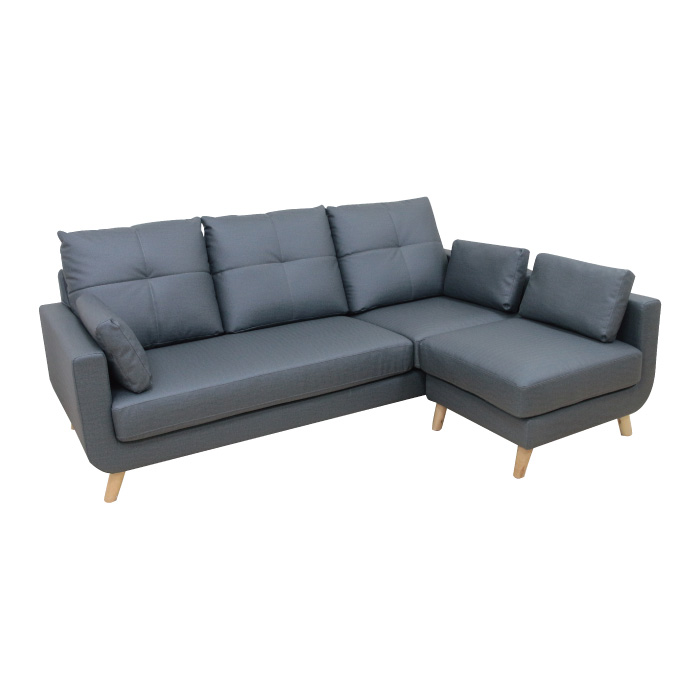 【AISHA】  特價品 肯尼L型貓抓皮沙發 灰藍色  1606-1