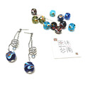 琉璃珠系列耳環-Glass Beads Earrings 深藍色孔雀之珠