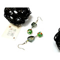 琉璃珠系列耳環-Glass Beads Earrings 綠色孔雀之珠