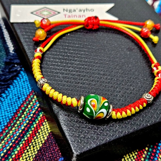 琉璃珠手鍊金剛結系列-Glass Beads Bracelet 綠色孔雀之珠 