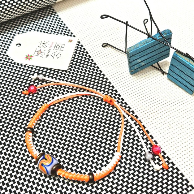 琉璃珠手鍊金剛結系列-Glass Beads Bracelet 白色日光之珠 