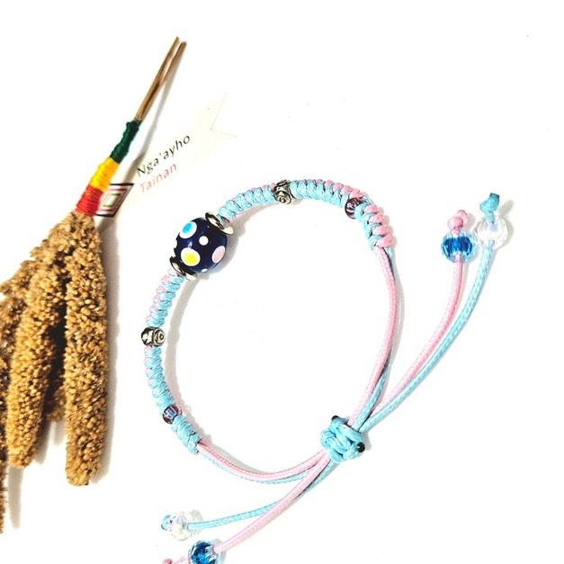 琉璃珠手鍊金剛結系列-Glass Beads Bracelet 深藍色天牛之珠 