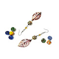 琉璃珠葉子系列耳環-Glass Beads Earrings 黃色日光之珠