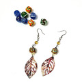 琉璃珠葉子系列耳環-Glass Beads Earrings 黃色日光之珠_1