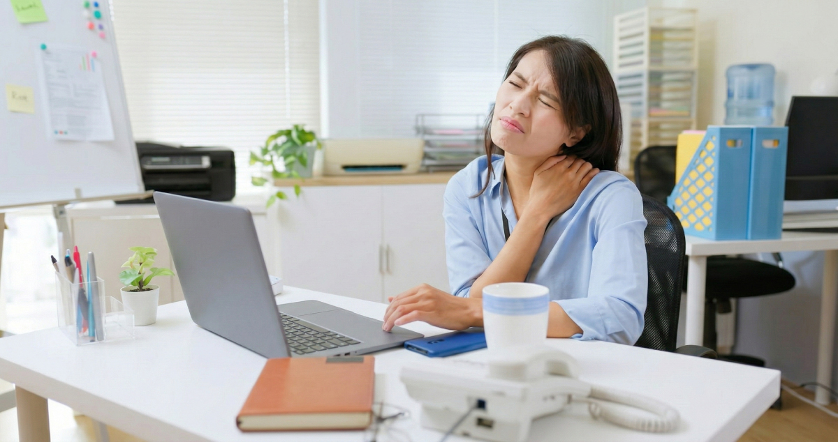 落枕示意圖-顯示頸部肌肉僵硬疼痛位置