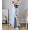 必備性感側開高叉牛仔寬褲-S-XL (P08281)