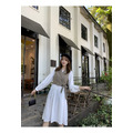 清新白色連衣裙+西裝馬甲短版背心 二件組 F 三色_3