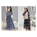 法式甜美碎花高腰連衣長洋 二色 S-2XL_2